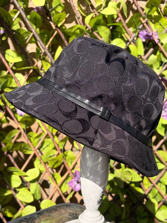 Coach Accessories - Coach Black Logo Jacquard Bucket Hat with Trim